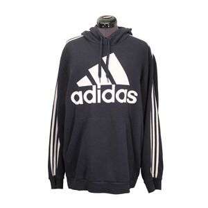 Adidas OG Pullover Hoodie Sweatshirt Men's XLT‎ Navy Three Stripe Athletic